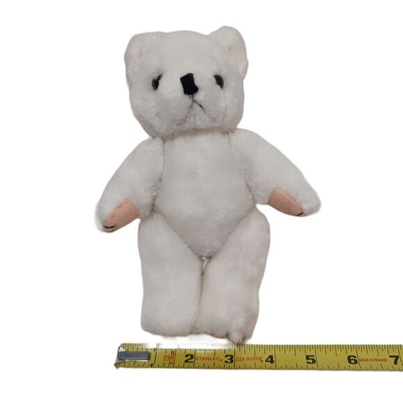 Baby Teddy Bear 8" WHITE Moveable Limbs Realistic Felt Hands Feet Rare Vintage - Picture 9 of 10
